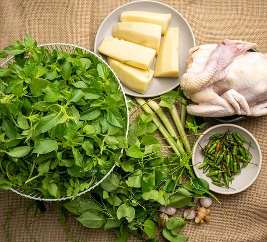 Món ăn gắn liền với lá é: lẩu gà lá é Món ăn gắn liền với lá é: lẩu gà lá é