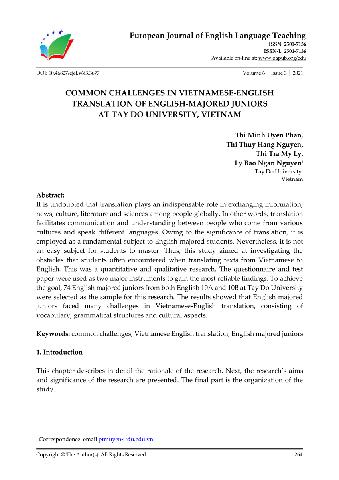 Vietnamese language and its translation challenges Vietnamese language and its translation challenges